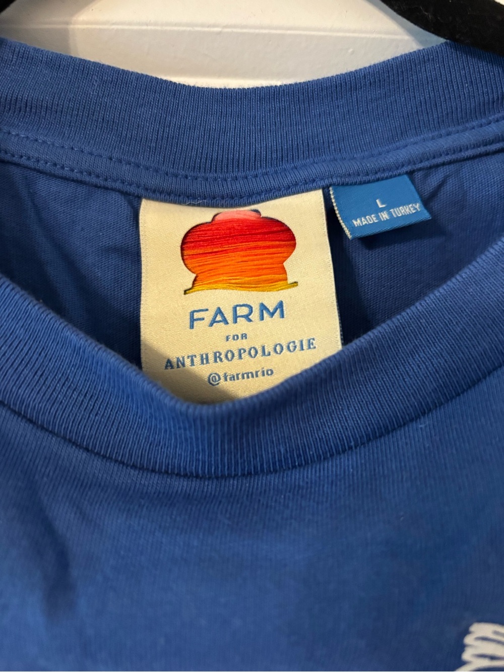 Farm Rio Brazil Blue Graphic Sleeveless Tee with Pink Print - Picture 4 of 4